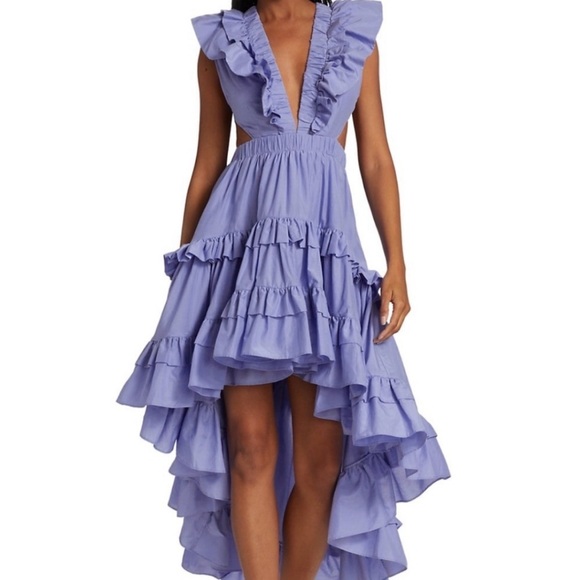 Chic Lavender High-Low Ruffle Dress - Picture 2 of 6